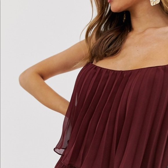 ASOS DESIGN pleated crop top midi dress scoop neck - Picture 5 of 8